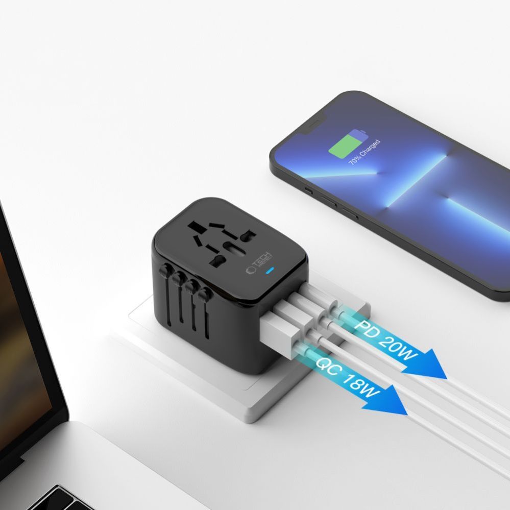 Другие товары Tech-Protect Tech-Protect TA200 EU / UK / US / AU adapter - black