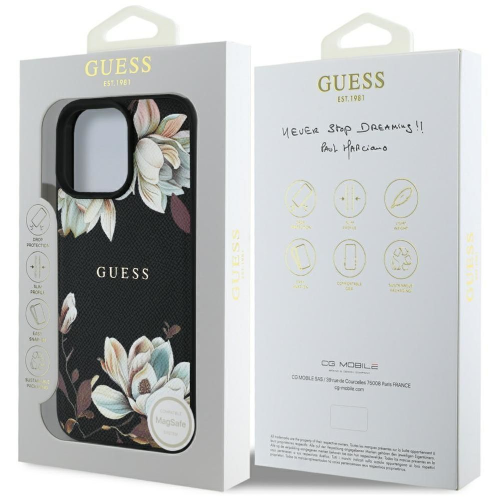 Другие товары Guess Guess Grained Printed Flower Pattern MagSafe case for iPhone 16 Pro Max black