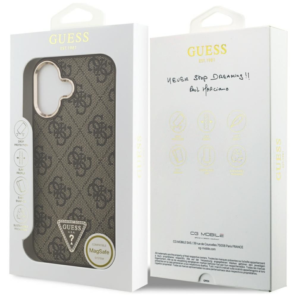 Muud kaubad Guess Guess 4G Triangle Logo MagSafe Case for iPhone 17 - Brown and Gold