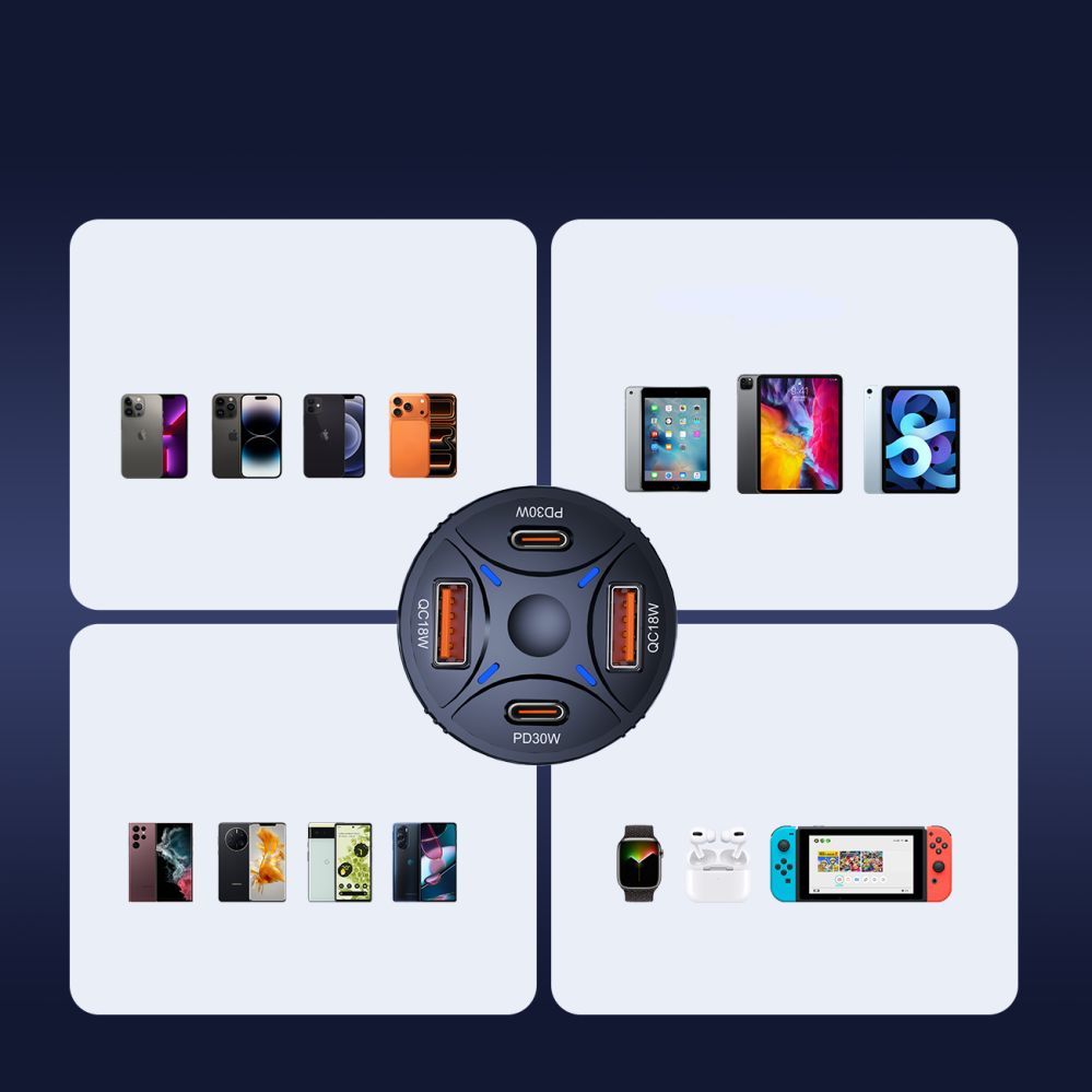 Другие товары Wozinsky Wozinsky WLS-04 60W Car Charger 2xUSB-C 2xUSB-A - Black