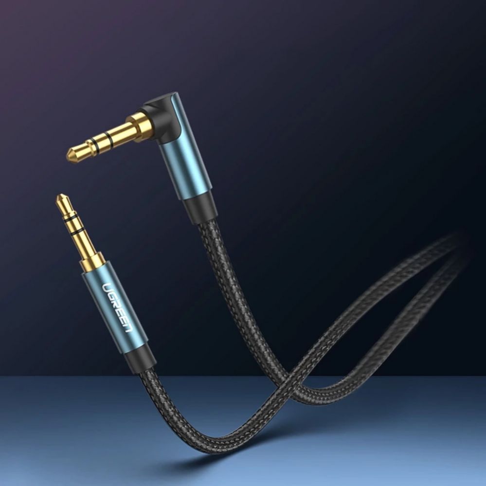 Кабель Ugreen Ugreen angled AUX cable 2 x mini jack 3.5 mm 1m blue (AV112)