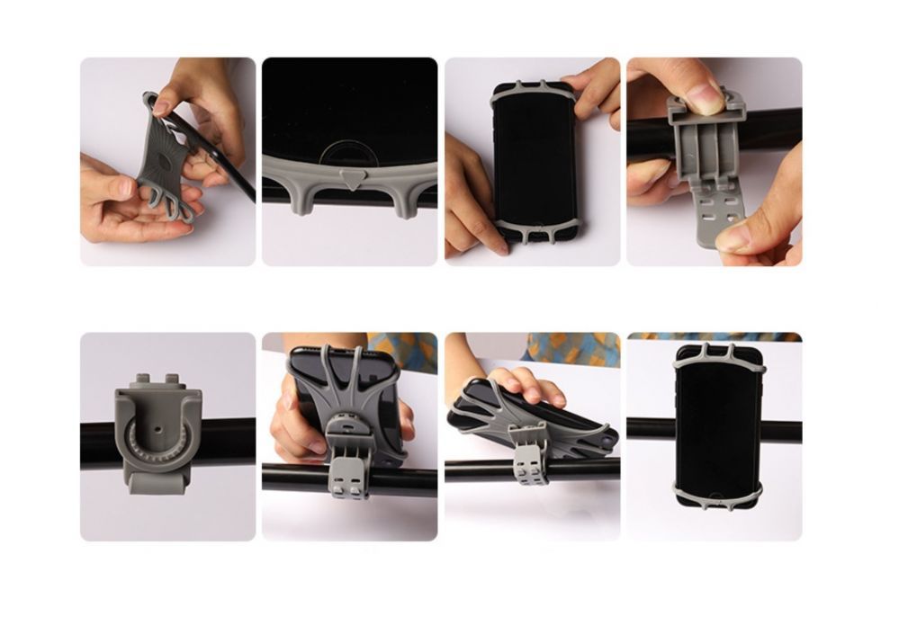 Auto holder Hurtel Swivel silicone bike holder with replaceable head - black