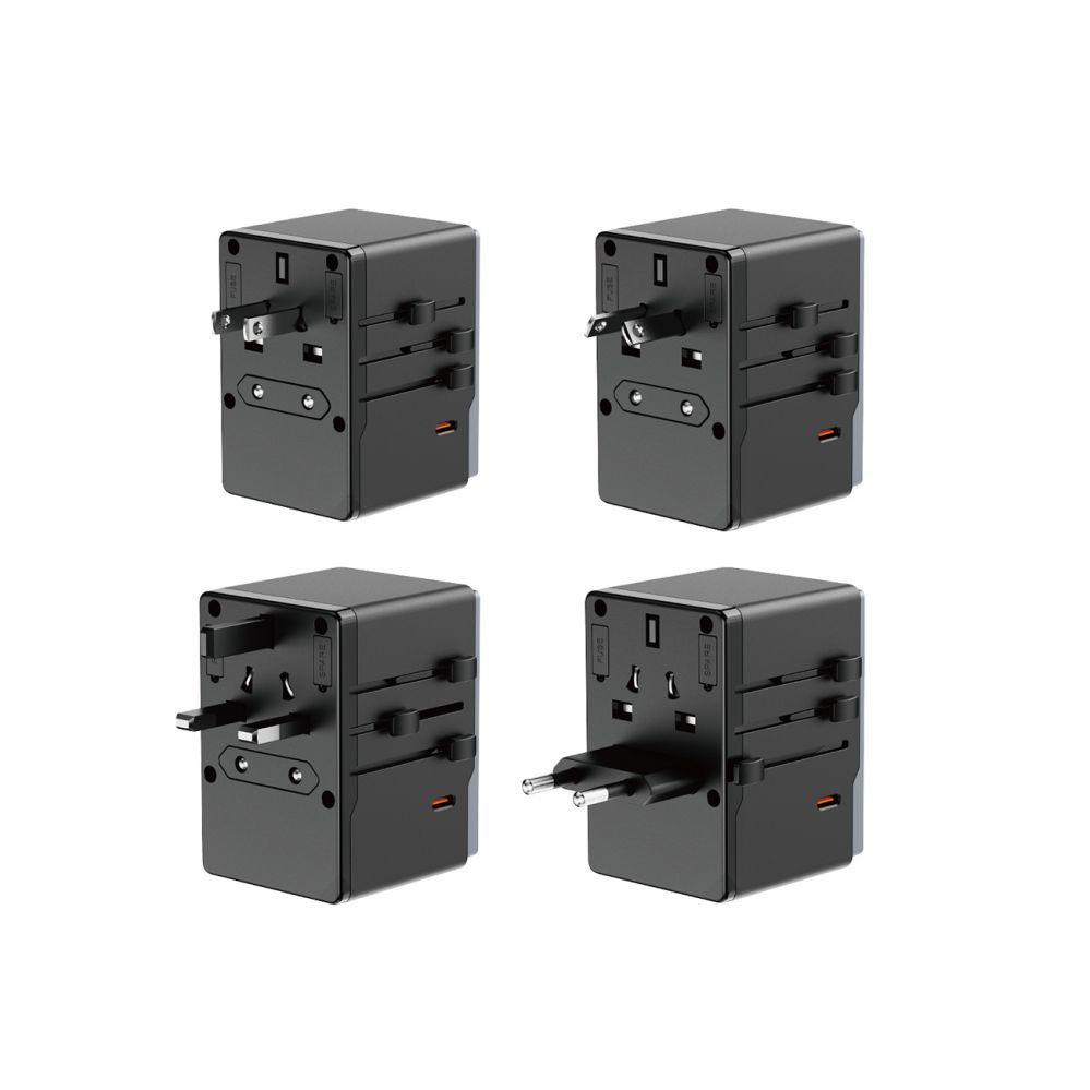 Adapteris Dudao Dudao A35Pro 35W EU / UK / AUS / US / JP travel adapter 3x USB-C 2x USB-A - black