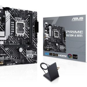 Intel protsessori emaplaat Asus  Mainboard||Intel H610|LGA 1700|micro ATX|RAM DDR5-SDRAM|2xSlots|Wi-Fi Yes|Bluetooth Yes|2xNumber of M.2 (M) slots|PRIMEH610M-AWIFI 