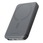 Išorinė baterija Joyroom  Powerbank Joyroom JR-W020 Mini 5000mAh USB-A USB-C inductive 20W - black + USB-C / USB-C cable 