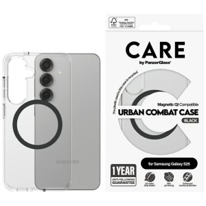 Other goods Panzer Glass  CARE by PanzerGlass Flagship Urban Combat Black QI Case for Samsung Galaxy S25 - Transparent 