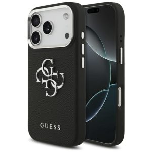 Kitos prekės Guess  Guess Grained Big 4G Classic Logo case for iPhone 17 Pro - black 
