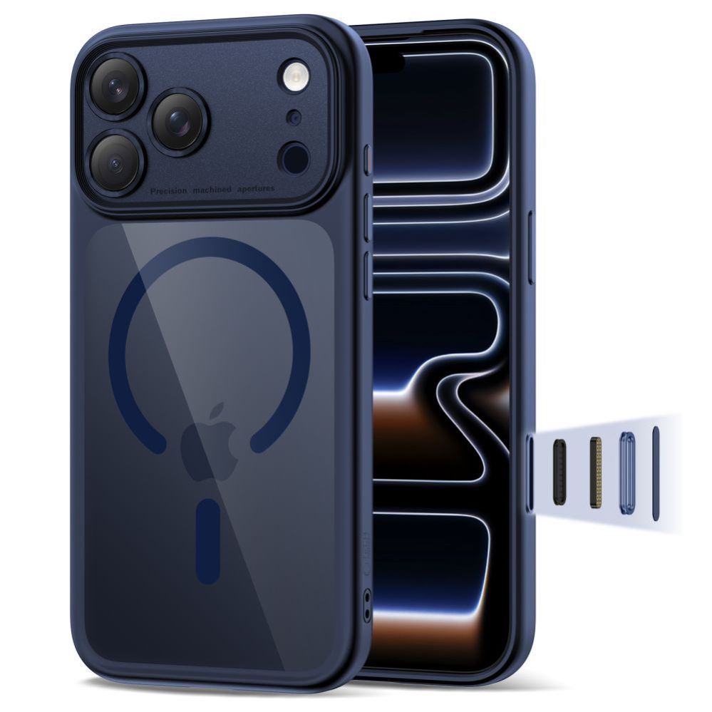 Другие товары Tech-Protect Tech-Protect Magpeak Magsafe CC Case for iPhone 17 Pro - Clear Navy Blue