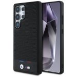 Kitos prekės BMW  BMW Leather Tricolor Stripe MagSafena Samsung Galaxy S25 Ultra Case - Black 