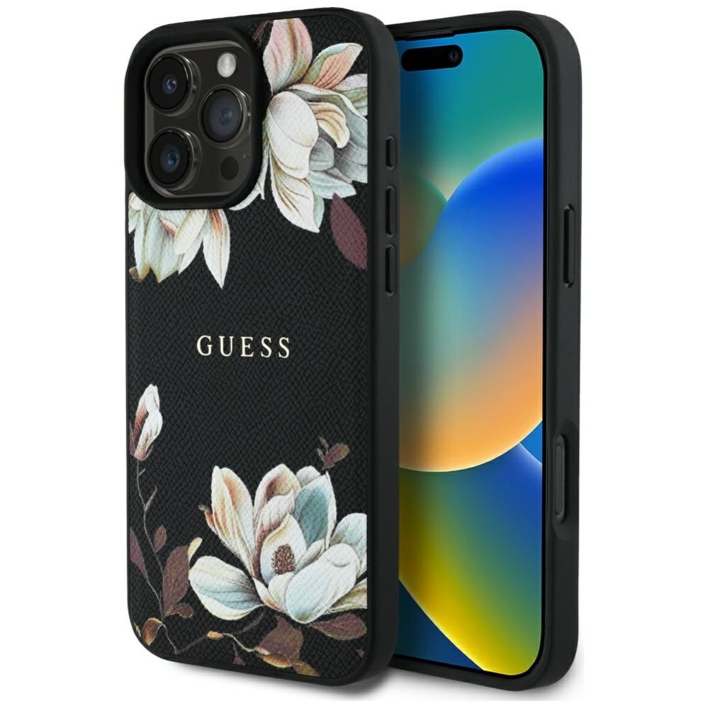 Другие товары Guess Guess Grained Printed Flower Pattern MagSafe case for iPhone 16 Pro Max black