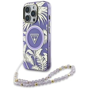 Other goods Guess  Guess Palm Trees Triangle Pearl Strap MagSafe Case for iPhone 16 Pro Max Purple 