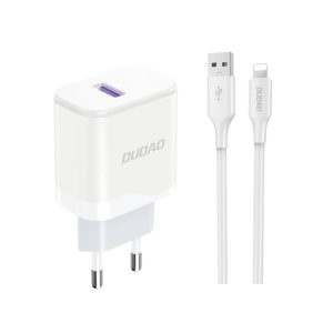 Adaptrid Dudao  Dudao A20EU USB-A 18W network charger - white + USB-A - Lightning cable 