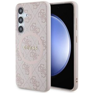 Aizmugurējais vāciņš Guess  Guess 4G Collection Leather Metal Logo MagSafe Case for Samsung Galaxy S24 - Pink 