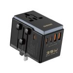 Adapteris Dudao  Dudao A35Pro 35W EU / UK / AUS / US / JP travel adapter 3x USB-C 2x USB-A - black 