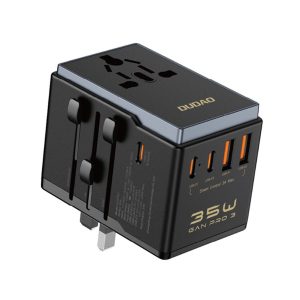 Adapteriai Dudao  Dudao A35Pro 35W EU / UK / AUS / US / JP travel adapter 3x USB-C 2x USB-A - black 