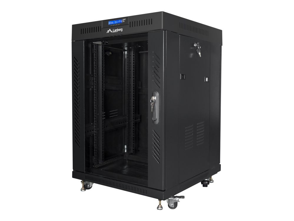 Serverid Lanberg Rack cabinet 19" free-standing 15U/600x600 (flat pack) with glass door lCD V2, black |