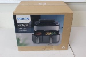 Lauagrillid Philips  SALE OUT.  NA555/00 Dual Basket Airfryer 5000 Series, 9 L, Stainless Steel/Black |  Dual Basket Airfryer | NA555/00 5000 series | Power 2750 W | Capacity 9 L | RapidAir Plus | Silver | DAMAGED PACKAGING 