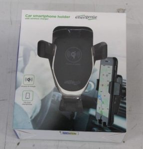 Dėklai ausinėms EnerGenie  SALE OUT.  EG-TA-CHAV-QI10-01 | DAMAGED PACKAGING | Car smartphone holder with wireless charger | Built-in charger | Universal smartphone car holder with built-in wireless Qi fast charger, 10 W fast wireless Qi charging function to charge your phone while driving, Practical auto-lock system, suitable for use with phones from 65 to 85 mm wide, Rotating/tilting phone holder with secure fixation on almost any air vent | 77 g 