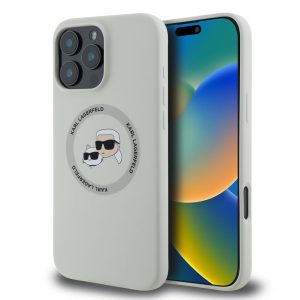 Aizmugurējais vāciņš Karl Lagerfeld - Karl Lagerfeld Liquid Silicone K&CH Heads MagSafe Case for iPhone 16 Pro Max Beige 