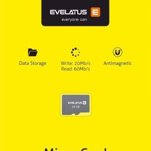 Memory cards Evelatus  Micro Card SD 64GB 3.0 EMC01  W:20mb/s; R:60mb/s 