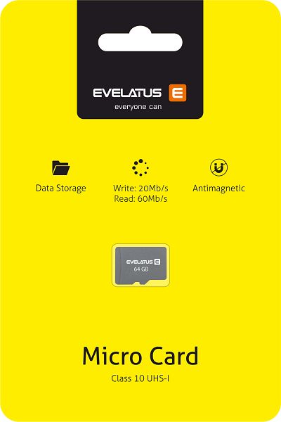 Memory cards Evelatus Micro Card SD 64GB 3.0 EMC01 W:20mb/s; R:60mb/s