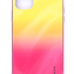 Back panel cover Evelatus Apple iPhone 11 Water Ripple Full Color Electroplating Tempered Glass Gradient Yellow-Pink