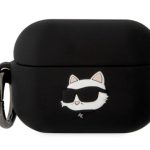 Dėklai ausinėms Karl Lagerfeld Apple Airpods 3 Logo NFT Choupette Head Silicone Case Black