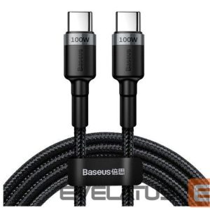 Kaabel Baseus  Cafule nylon cable USB Type C Power Delivery 2.0 100W 20V 5A 2m gray (CATKLF-ALG1) Black