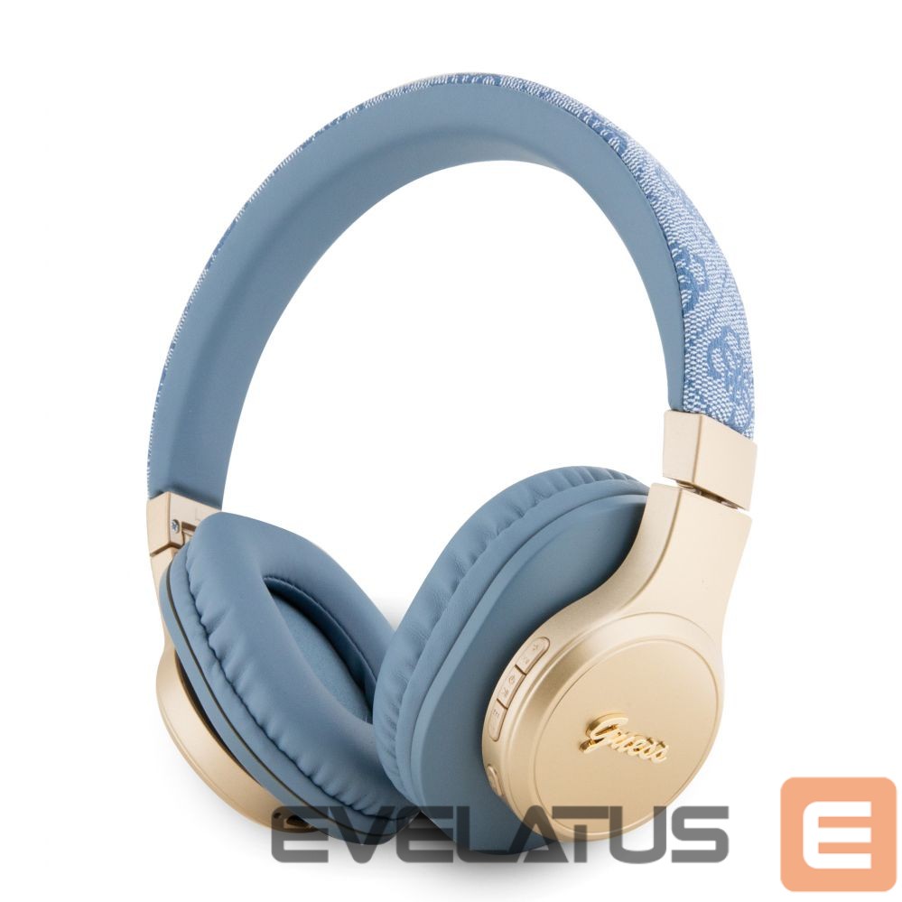 Беспроводные наушники Guess PU Leather 4G Script Logo BT5.3 Stereo Headphone Blue