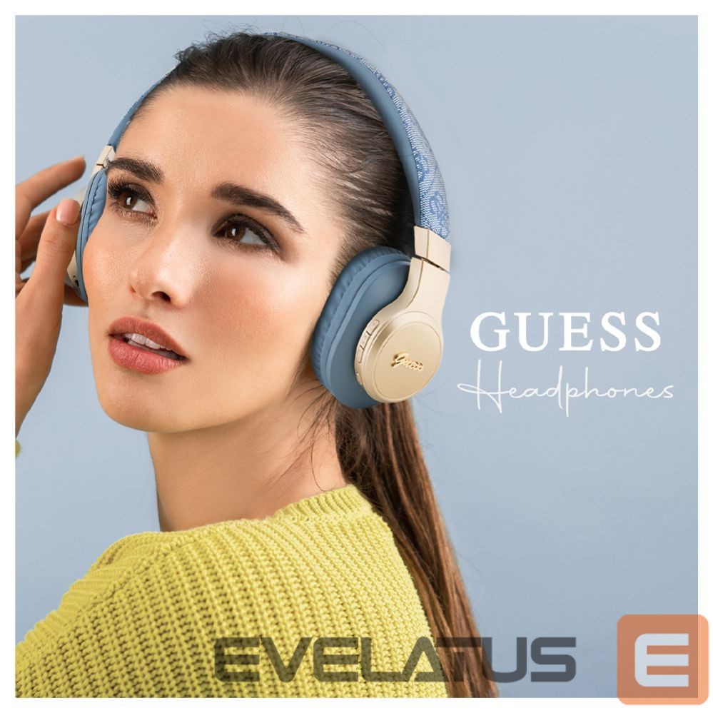 Беспроводные наушники Guess PU Leather 4G Script Logo BT5.3 Stereo Headphone Blue