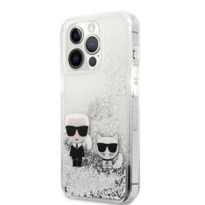 Nugarėlės dėklai Karl Lagerfeld Apple iPhone 13 Pro Liquid Glitter Choupette Case Silver