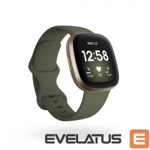 Viedpulksteni Fitbit  Versa 3 Smart watch Soft Gold Aluminum Olive