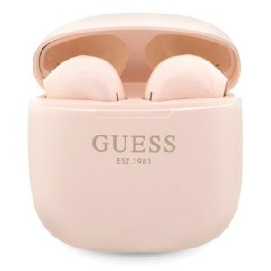 Bezvadu austiņas Guess  Bluetooth headphones GUTWST26PSP TWS + docking station pink/pink Classic EST Log Pink