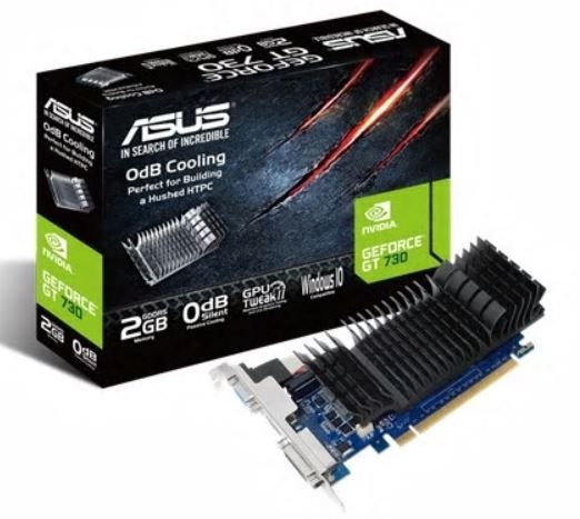 Graafikakaart / ideokaardid Asus GF GT730-SL-2GD5-BRK NVIDIA, 2 GB, GeForce GT 730, GDDR5, Memory clock speed 5010 MHz, PCI Express 2.0, HDMI ports quantity 1, DVI-D ports quantity 1, Cooling type Passive, Processor frequency 902 MHz