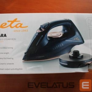 Iron ETA  SALE OUT.  127690000 Kiara Iron, Ceramic, 2200 W, Water tank 220 ml, Black  Iron Kiara 127690000 Cordless Steam Iron, 2200 W, Water tank capacity 220 ml, Continuous steam 40 g/min, Black, DAMAGED PACKAGING 