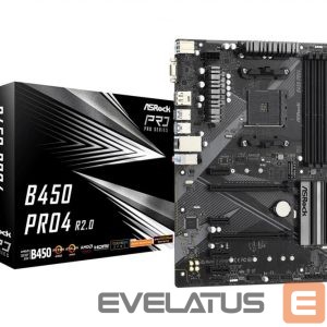 AMD protsessori emaplaat Asrock  Mainboard||AMD B450|SAM4|ATX|4xPCI-Express 2.0 1x|2xPCI-Express 3.0 16x|2xM.2|Memory DDR4|Memory slots 4|1x15pin D-sub|1xHDMI|1xDisplayPort|2xAudio-In|1xAudio-Out|2xUSB 2.0|1xUSB type C|5xUSB 3.2|1xPS/2|1xRJ45|B450PRO4R2.0 