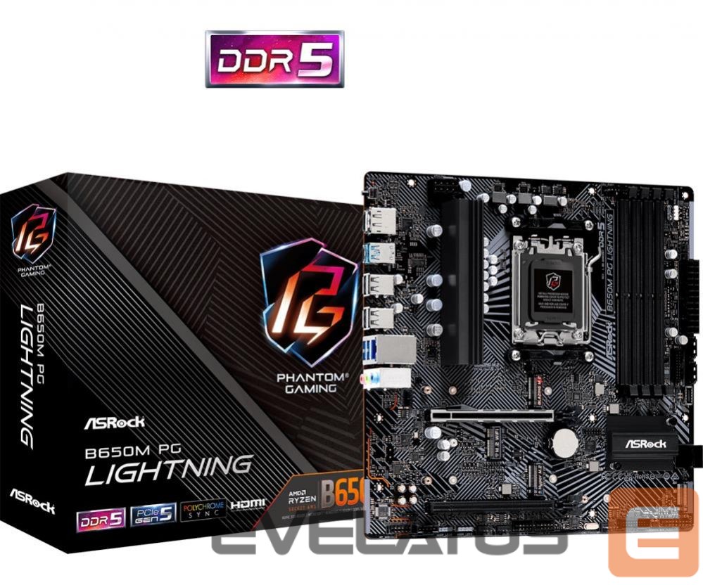 Motherboard for AMD processors Asrock Mainboard||AMD B650|SAM5|Micro-ATX|Memory DDR5|Memory slots 4|1xPCI-Express 3.0 16x|1xPCI-Express 4.0 16x|3xM.2|1xHDMI|1xDisplayPort|4xUSB 2.0|3xUSB 3.2|1xUSB-C|1xRJ45|3xAudio port|B650MPGLIGHTNING