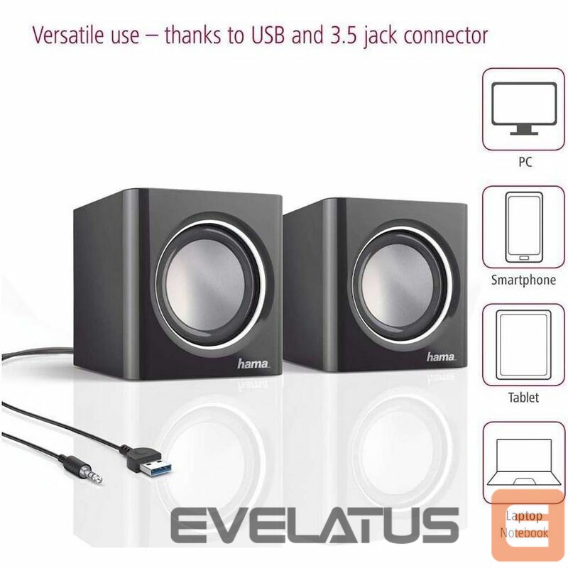 Bezvadu skaļrunis Hama Sonic Mobil 185 Notebook Speaker Black Silver