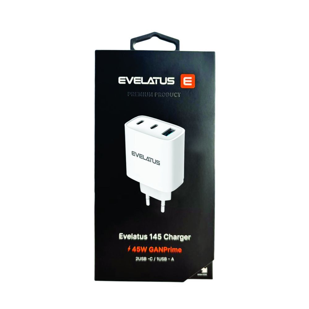 Adaptrid Evelatus 45W Max Fast Charger EU USB-C1/USB-C1/USB-A - RCE-4501ACCL White