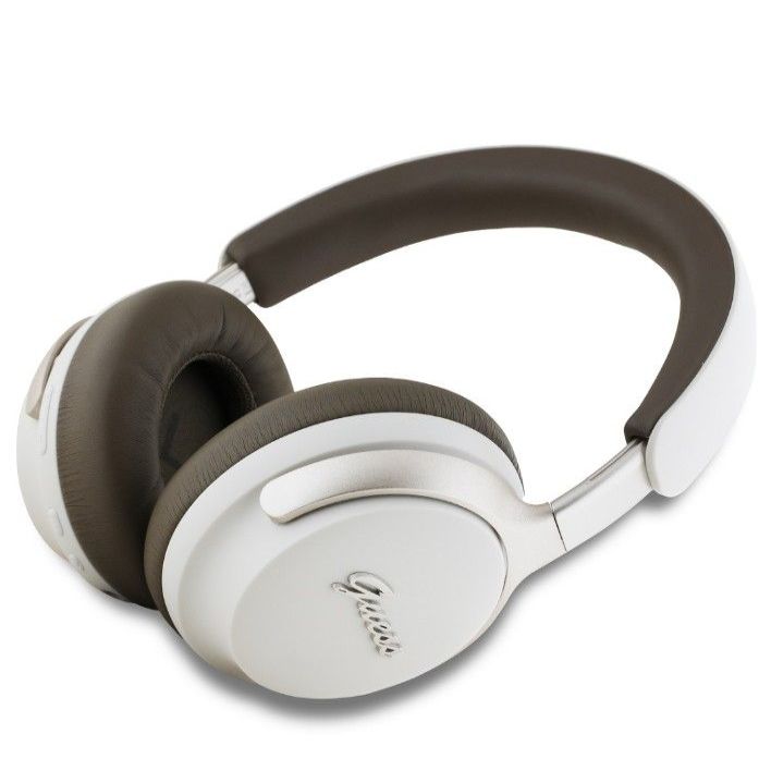 Беспроводные наушники Guess PU Leather Script Logo ANC/ENC Wireless Headphone Beige
