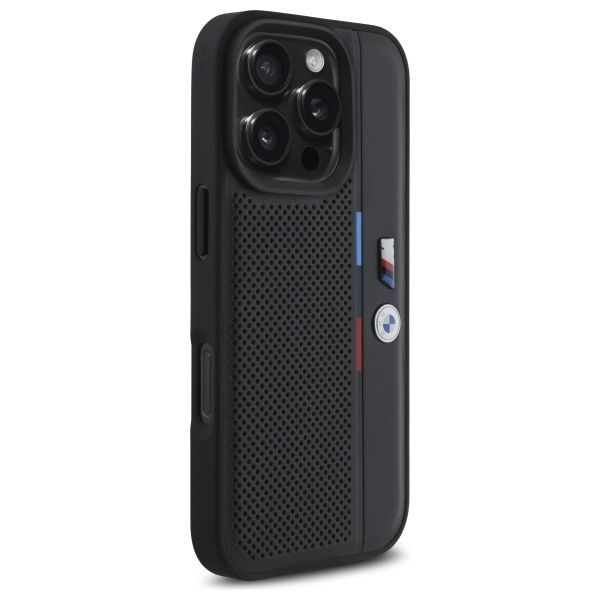 Other Phone Accessory BMW BMW M Perforated Tricolor Detail Line iPhone 16 Pro Max Case - Black