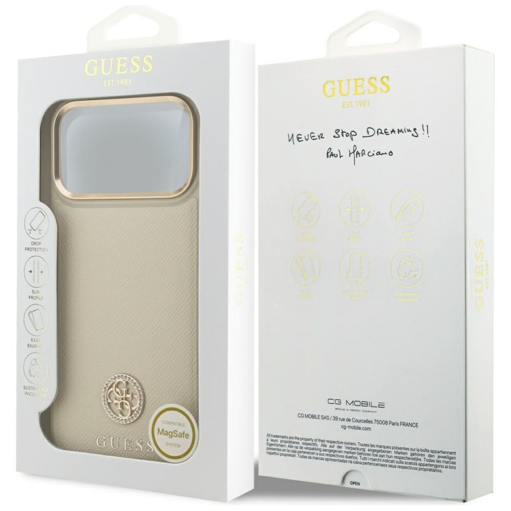 Other goods Guess Guess Grained Strass Logo MagSafe case for iPhone 17 Pro Max - beige