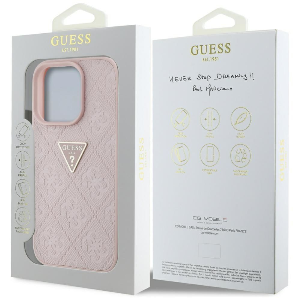 Other goods Guess Guess Hot Stamp 4G Pattern Triangle Metal Logo iPhone 16 Pro Case - Pink