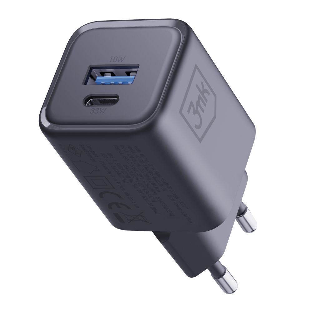 Muud kaubad 3MK 3mk Hyper Charger PD 33W GaN QC4+ PPS AFC FCP SCP 1A1C Wall Charger - Black