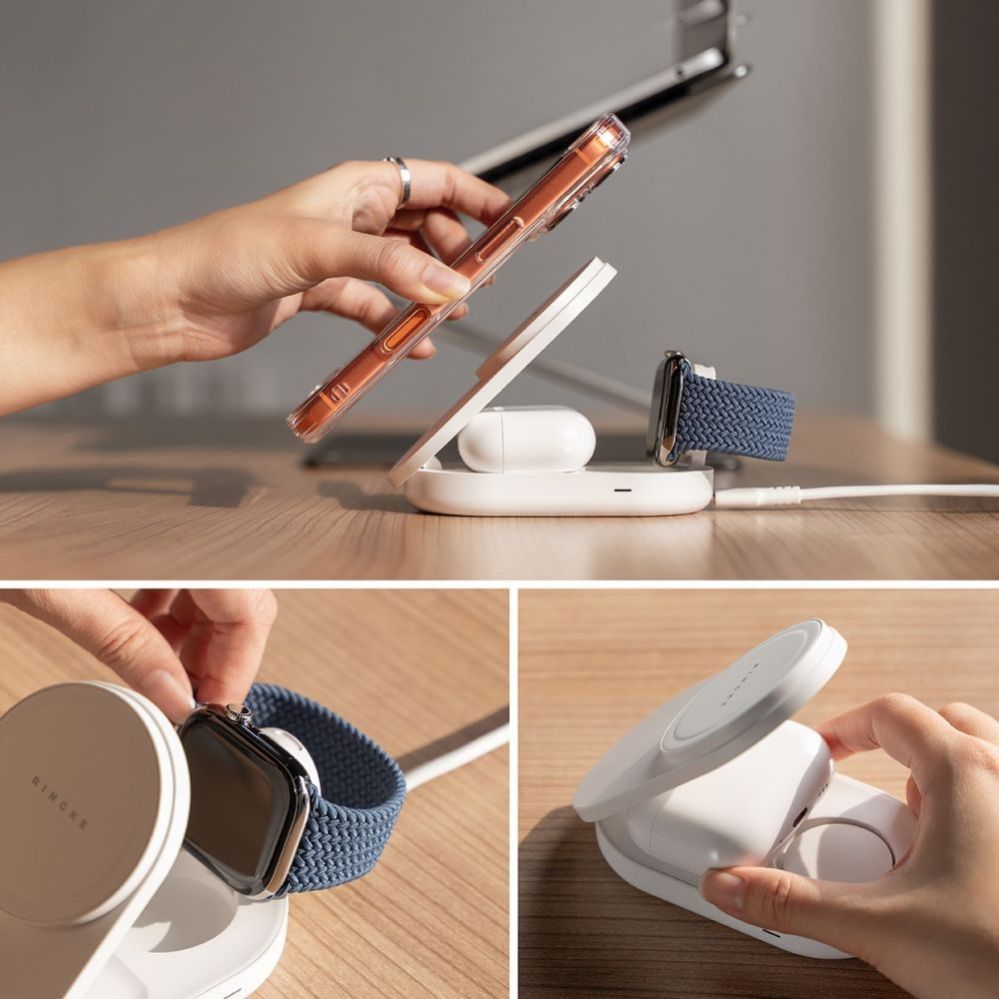 Muud kaubad Ringke Ringke QI2.2 25W 3in1 Magnetic MagSafe Inductive Charger - White