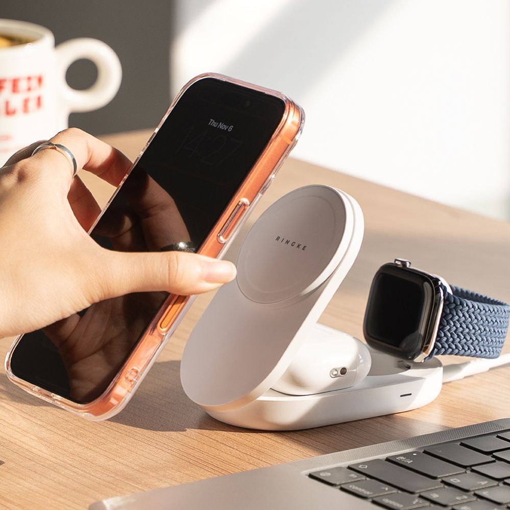 Muud kaubad Ringke Ringke QI2.2 25W 3in1 Magnetic MagSafe Inductive Charger - White