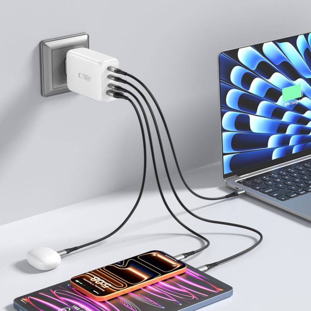 Citas preces Tech-Protect Tech-Protect NC240W-GaN 4-Port 240W Wall Charger - White