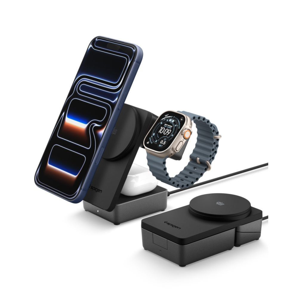 Muud kaubad Spigen Spigen Essential Qi2.2 25W 3in1 MagSafe Magnetic Wireless Charger - Black