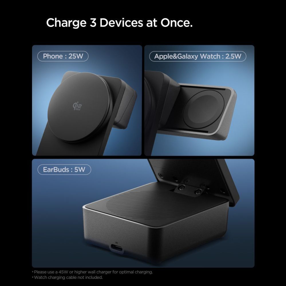 Muud kaubad Spigen Spigen Essential Qi2.2 25W 3in1 MagSafe Magnetic Wireless Charger - Black