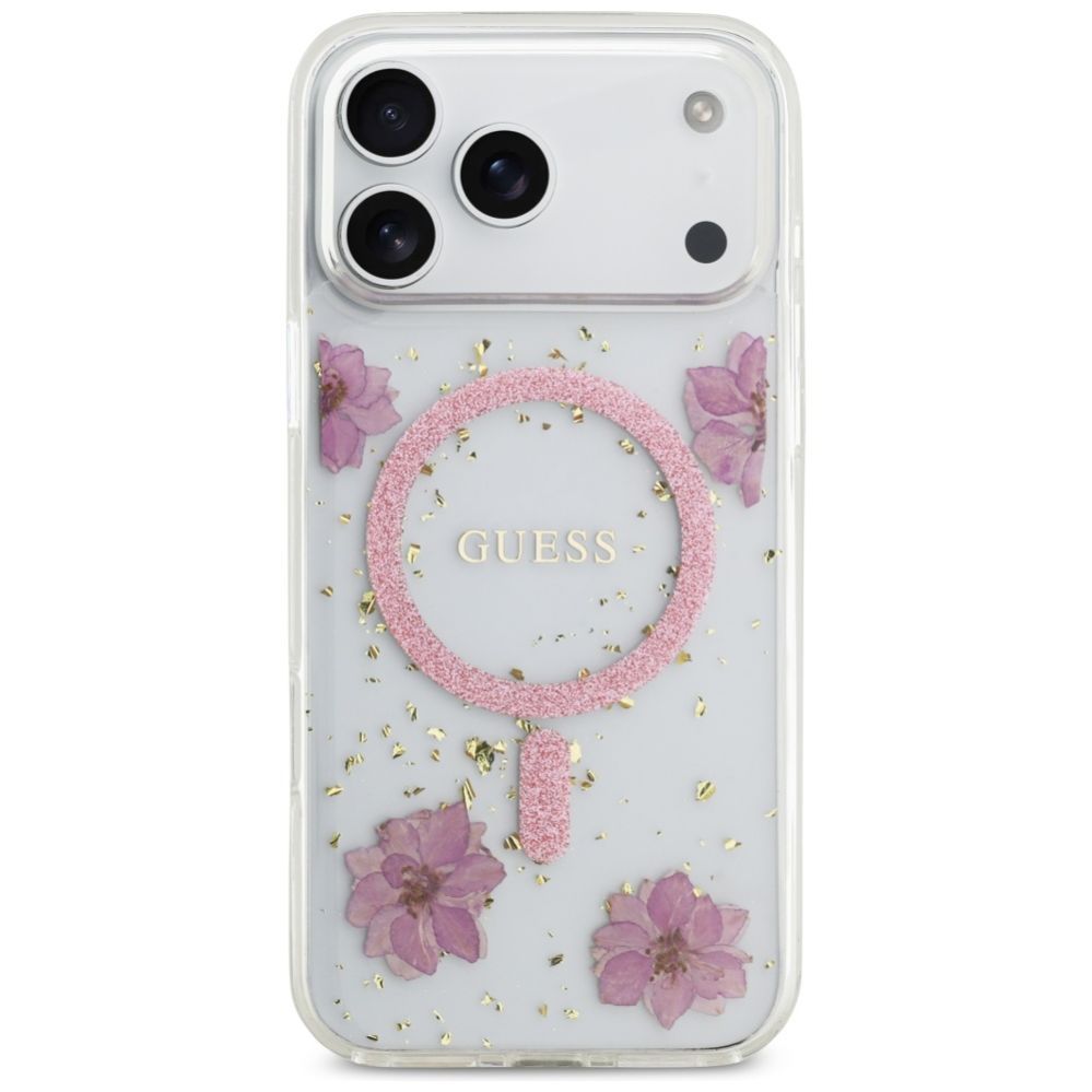 Other goods Guess Guess Resin Flowers Glitter MagSafe Case for iPhone 17 Pro Max - Pink